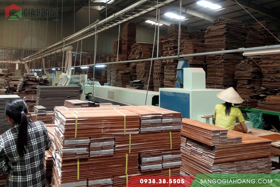 Xưởng sản xuất sàn gỗ tự nhiên Gõ Đỏ Gia Hoàng